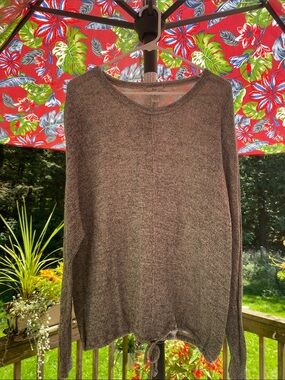 Bass Gray Crewneck Sweater with Drawstring Hem